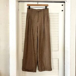 Vintage Liz Clairborne Taupe Lined Wool Pants with Pockets and Cuffs Size 8